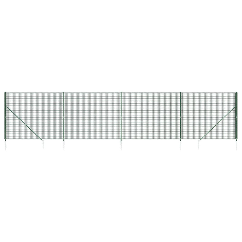 vidaXL zöld dróthálós kerítés cövekekkel 1,4x10 m