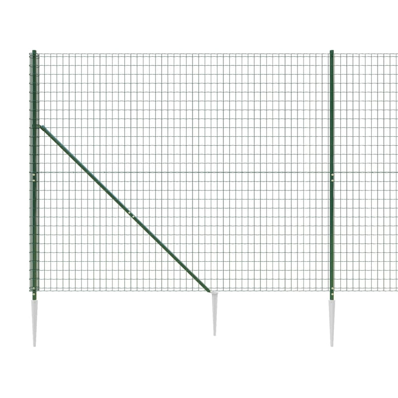 vidaXL zöld dróthálós kerítés cövekekkel 1,4x10 m