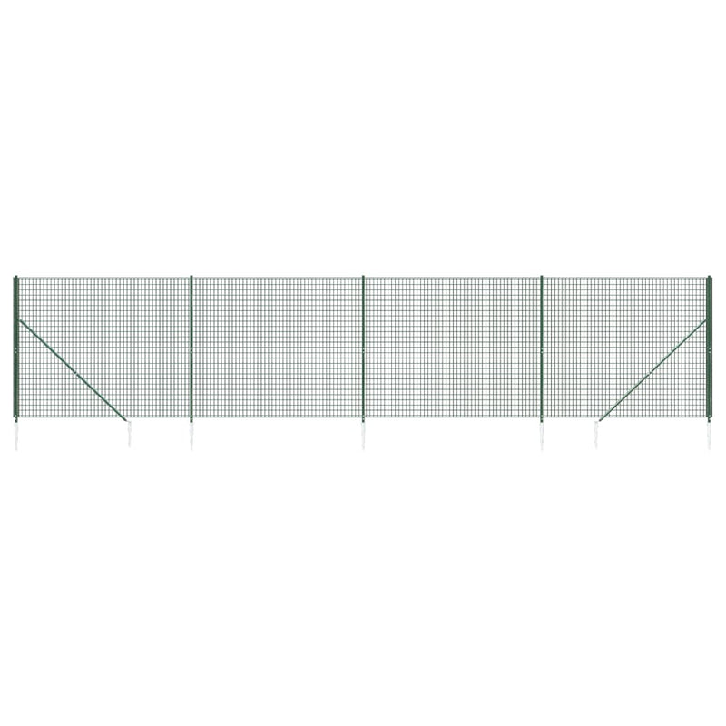 vidaXL zöld dróthálós kerítés cövekekkel 1,8x10 m