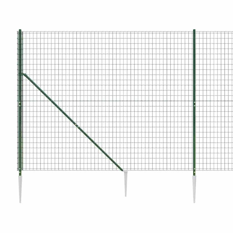 vidaXL zöld dróthálós kerítés cövekekkel 2x10 m