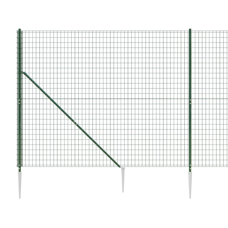 vidaXL zöld dróthálós kerítés cövekekkel 2,2x10 m