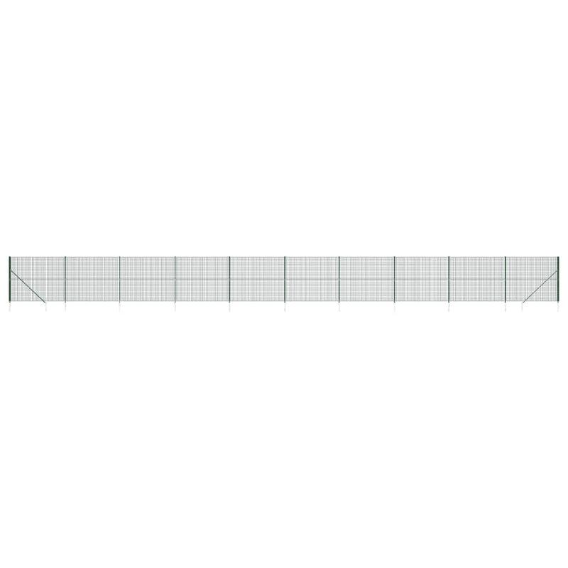 vidaXL zöld dróthálós kerítés cövekekkel 1,8x25 m
