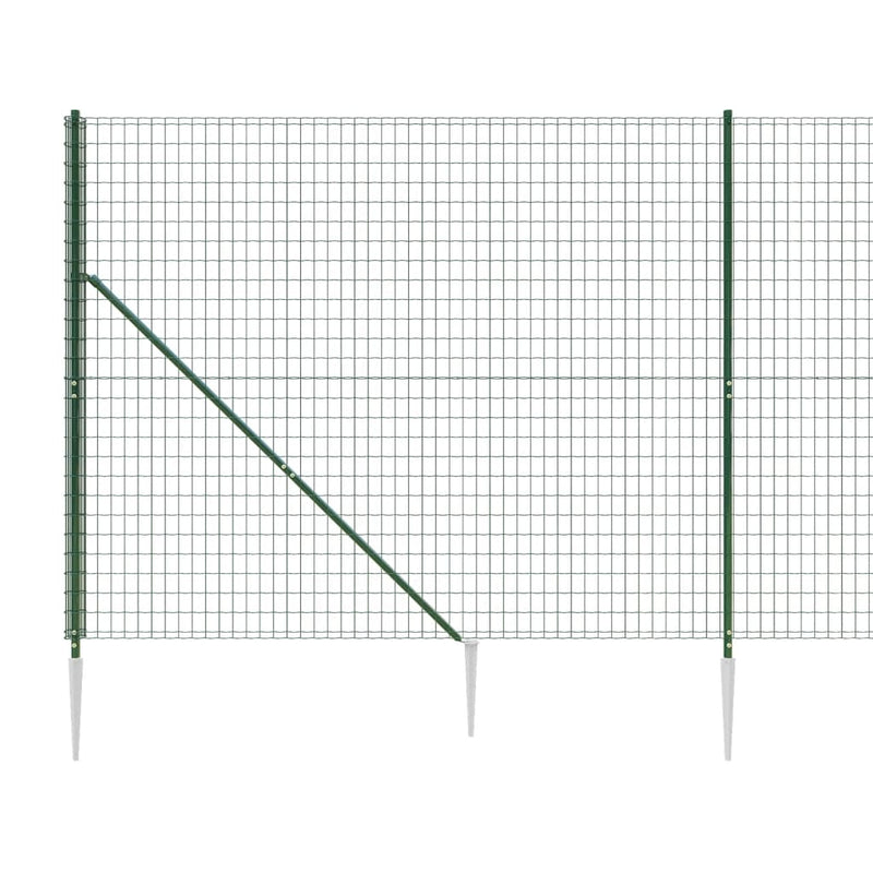 vidaXL zöld dróthálós kerítés cövekekkel 2x25 m