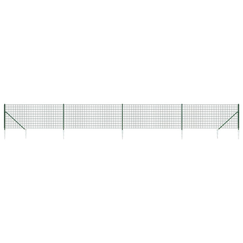 vidaXL zöld dróthálós kerítés cövekekkel 0,8x10 m