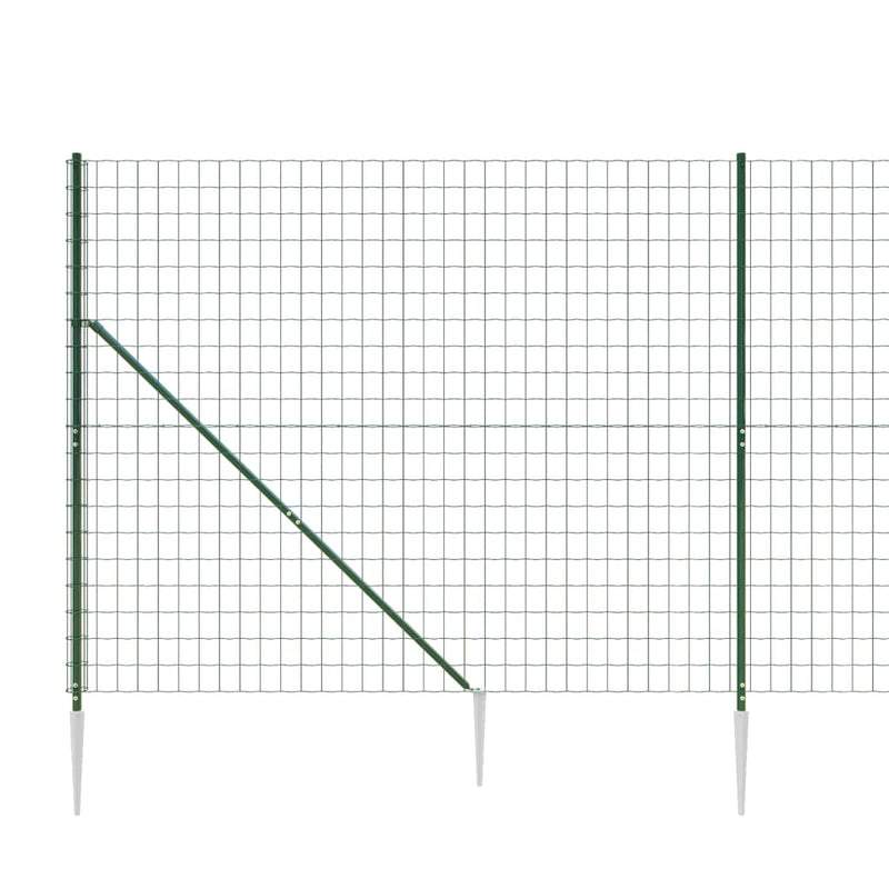 vidaXL zöld dróthálós kerítés cövekekkel 1,4x10 m