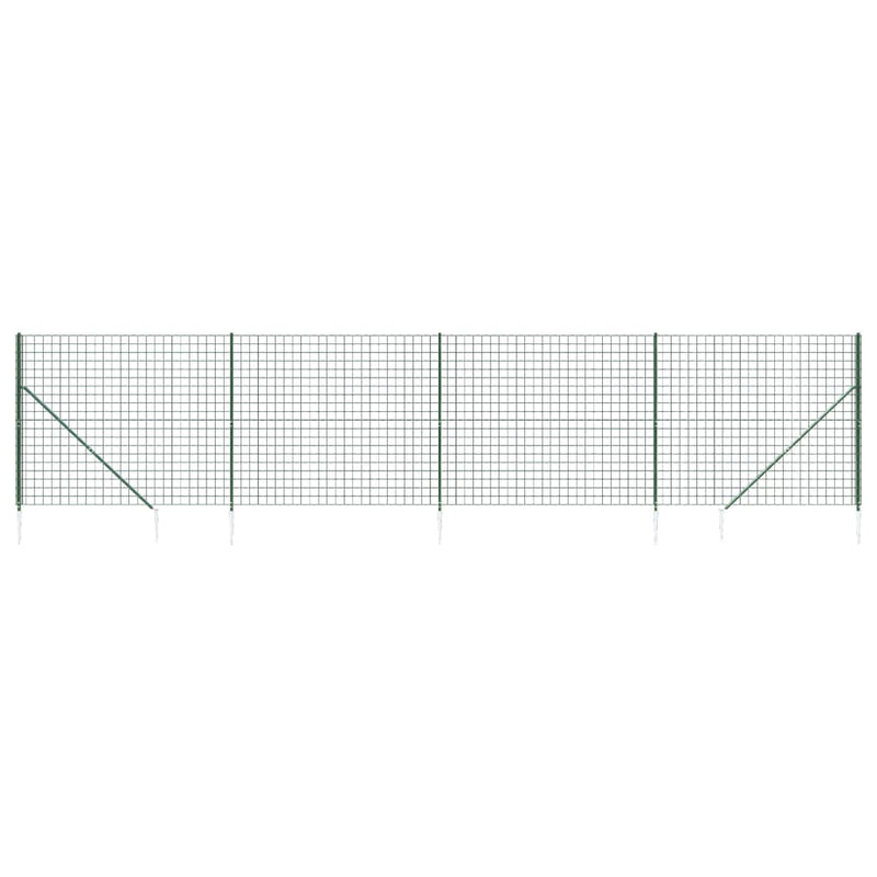 vidaXL zöld dróthálós kerítés cövekekkel 1,6 x 10 m