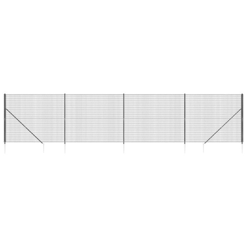 vidaXL antracitszürke dróthálós kerítés cövekekkel 1,8 x 10 m
