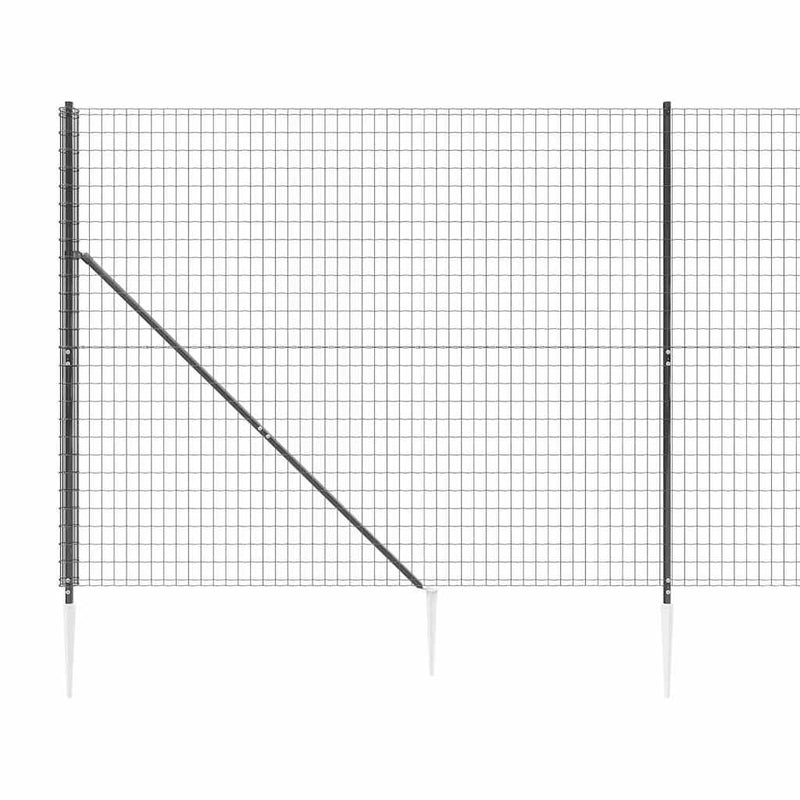 vidaXL antracitszürke dróthálós kerítés cövekekkel 2,2x10 m