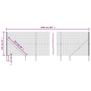 vidaXL antracitszürke dróthálós kerítés cövekekkel 1,4x25 m