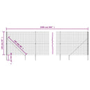 vidaXL antracitszürke dróthálós kerítés cövekekkel 1,4x25 m
