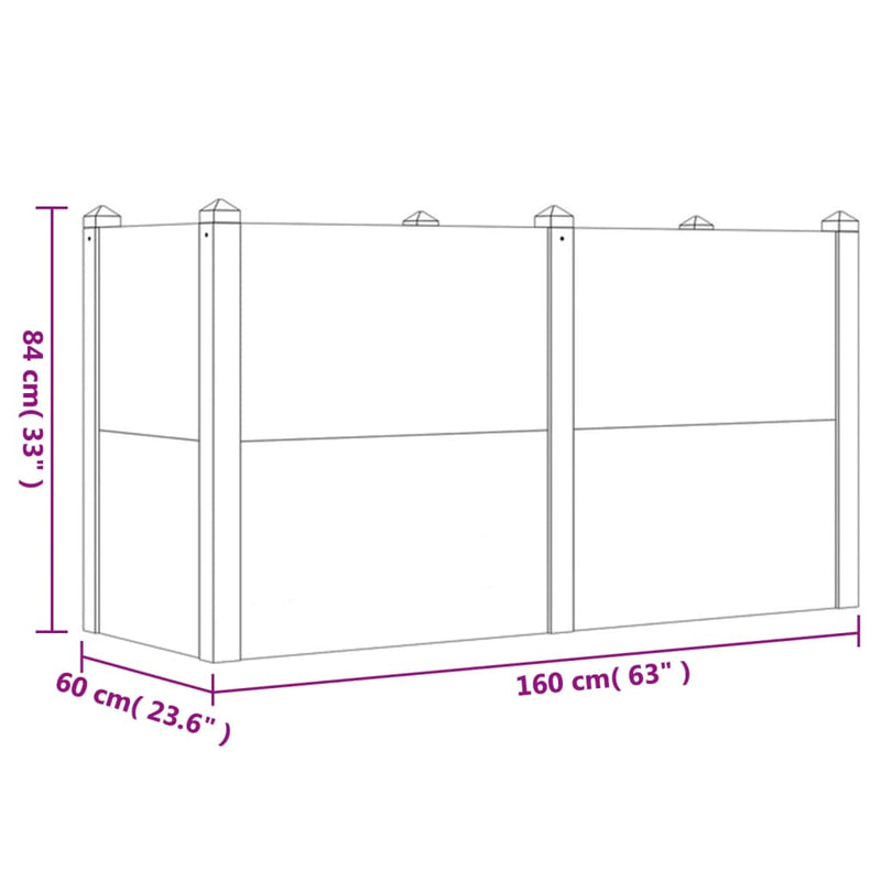 vidaXL tömör akácfa kerti magaságyás 160 x 60 x 84 cm