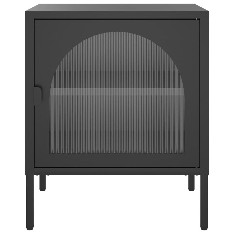 vidaXL fekete üveg és acél éjjeliszekrény 50 x 35 x 60 cm