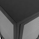 vidaXL fekete üveg és acél tálalószekrény 105 x 35 x 70 cm