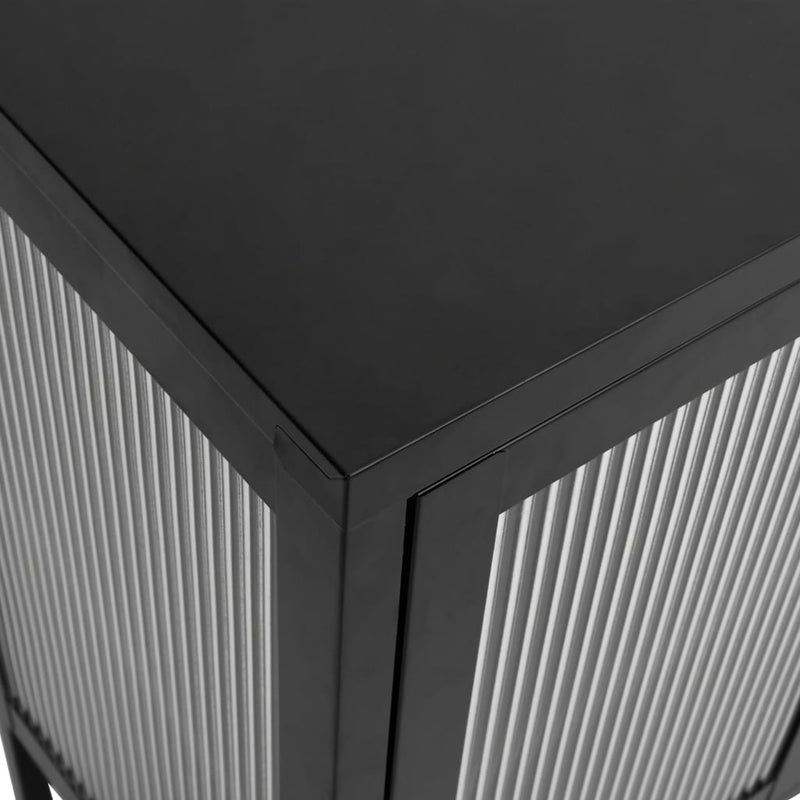 vidaXL fekete üveg és acél tálalószekrény 105 x 35 x 70 cm