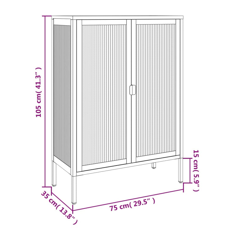 vidaXL fekete üveg és acél tálalószekrény 75 x 35 x 105 cm