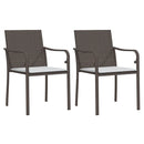 vidaXL 2 db barna polyrattan kerti szék párnával 56 x 59 x 84 cm