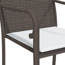 vidaXL 2 db barna polyrattan kerti szék párnával 56 x 59 x 84 cm