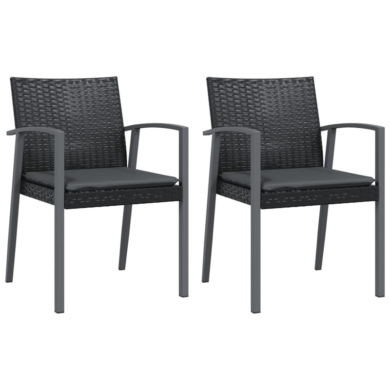 vidaXL 2 db fekete polyrattan kerti szék párnával 56,5 x 57 x 83 cm