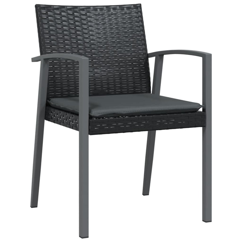 vidaXL 2 db fekete polyrattan kerti szék párnával 56,5 x 57 x 83 cm