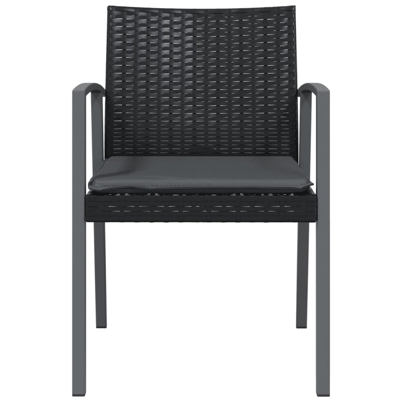 vidaXL 2 db fekete polyrattan kerti szék párnával 56,5 x 57 x 83 cm