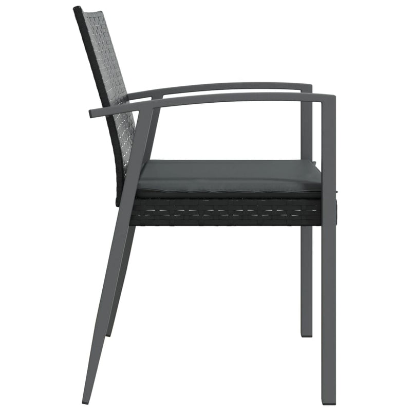 vidaXL 2 db fekete polyrattan kerti szék párnával 56,5 x 57 x 83 cm