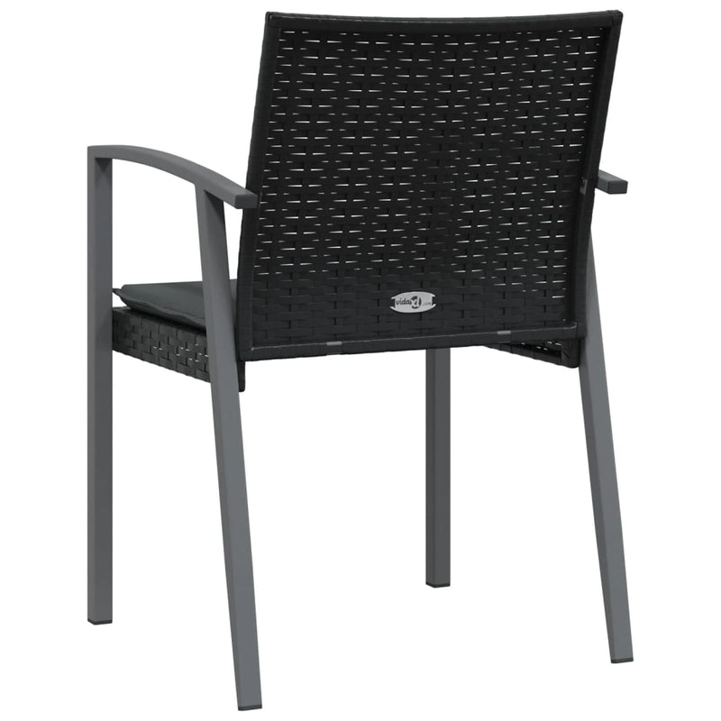 vidaXL 2 db fekete polyrattan kerti szék párnával 56,5 x 57 x 83 cm