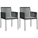 vidaXL 2 db fekete polyrattan kerti szék párnával 54 x 60,5 x 83,5 cm