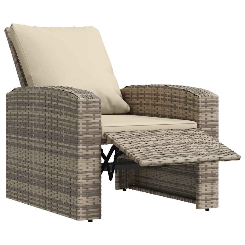 vidaXL világosbarna polyrattan dönthető kerti szék párnákkal