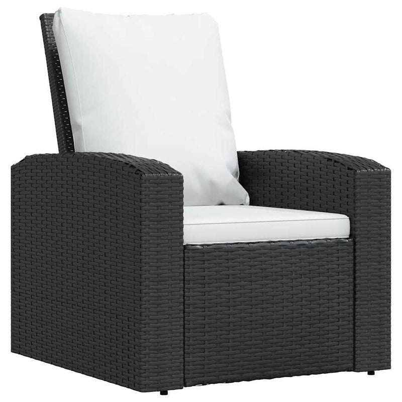 vidaXL fekete polyrattan dönthető kerti szék párnával
