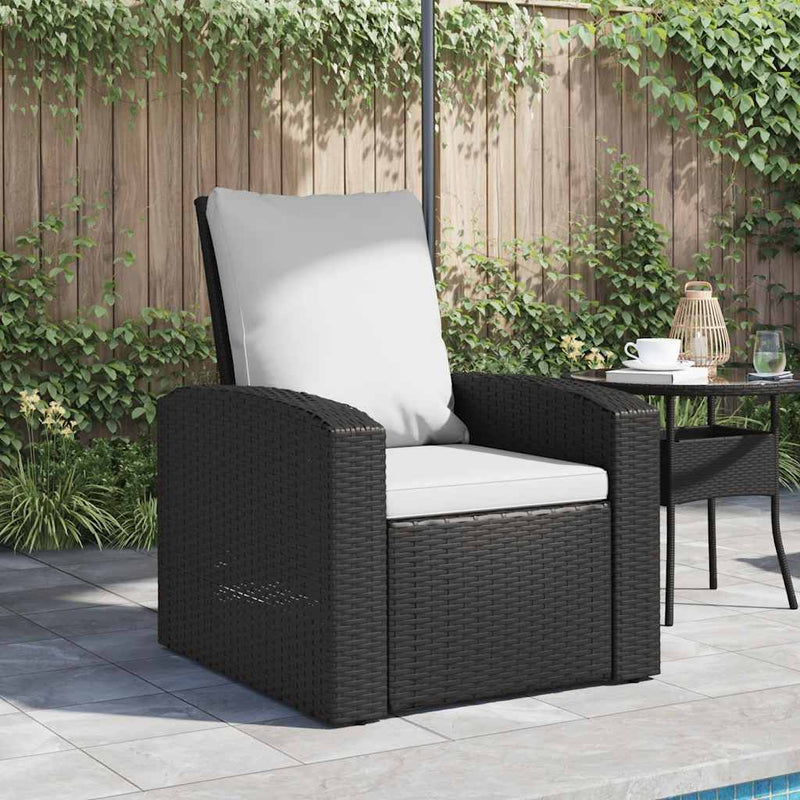 vidaXL fekete polyrattan dönthető kerti szék párnával