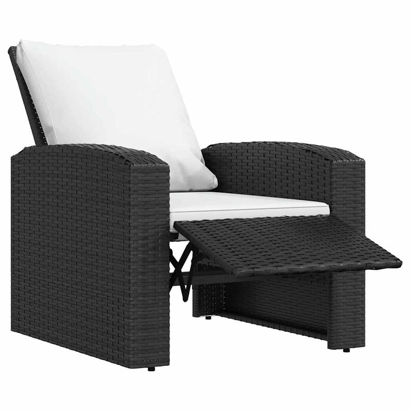 vidaXL fekete polyrattan dönthető kerti szék párnával