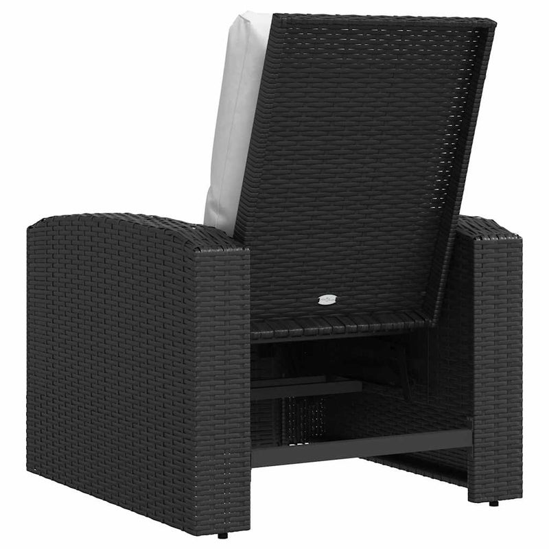 vidaXL fekete polyrattan dönthető kerti szék párnával