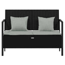 vidaXL fekete 2 személyes polyrattan kerti pad párnával