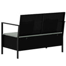 vidaXL fekete 2 személyes polyrattan kerti pad párnával