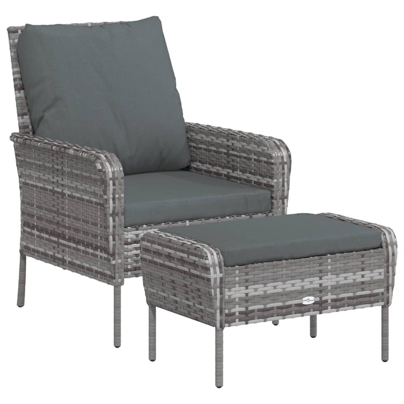 vidaXL szürke polyrattan kerti szék lábtartóval