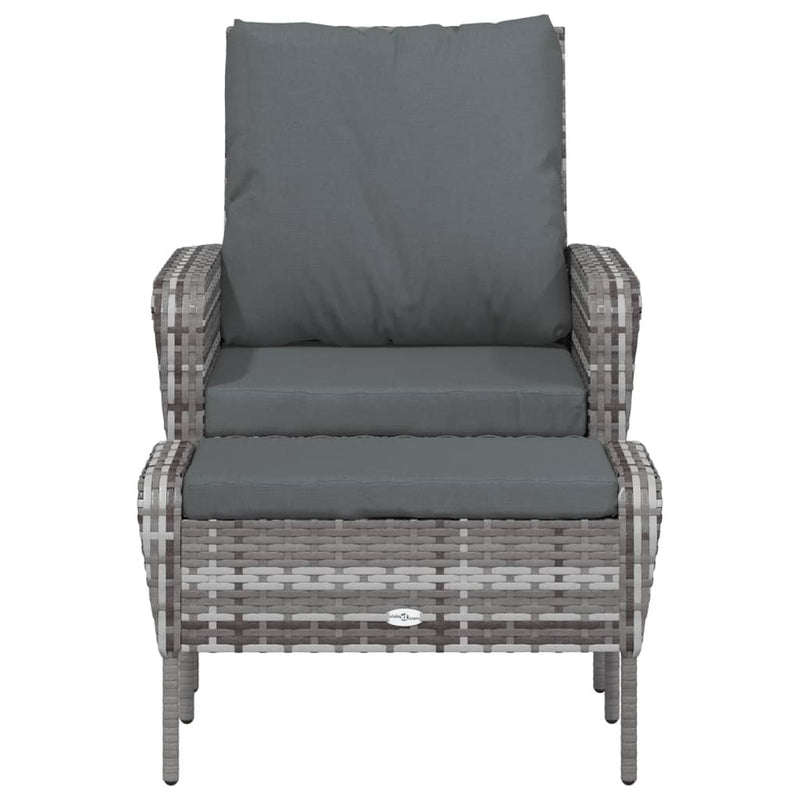vidaXL szürke polyrattan kerti szék lábtartóval