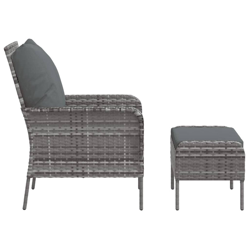 vidaXL szürke polyrattan kerti szék lábtartóval