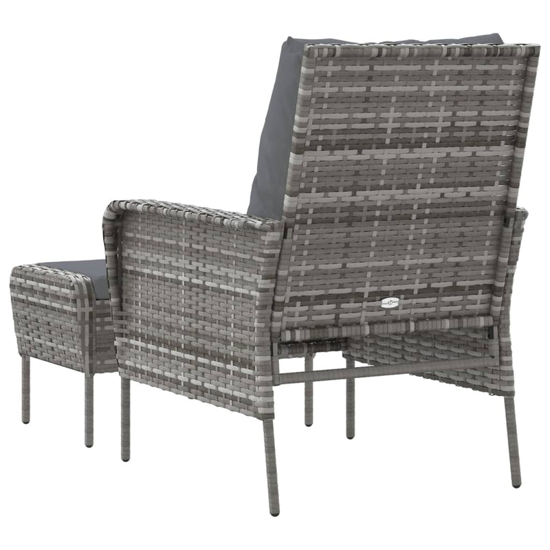 vidaXL szürke polyrattan kerti szék lábtartóval