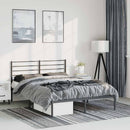 vidaXL fekete fém ágykeret fejtámlával 135 x 190 cm