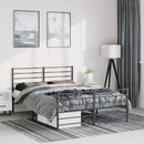 vidaXL fekete fém ágykeret fej- és lábtámlával 135 x 190 cm