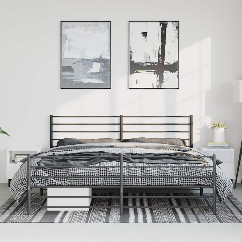 vidaXL fekete fém ágykeret fej- és lábtámlával 193 x 203 cm