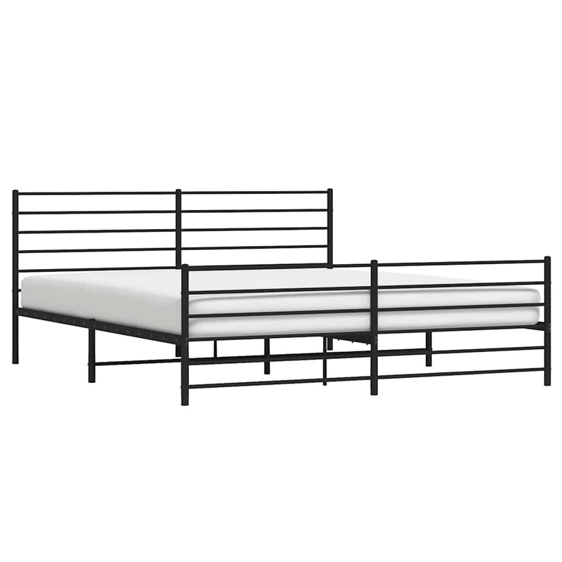 vidaXL fekete fém ágykeret fej- és lábtámlával 193 x 203 cm