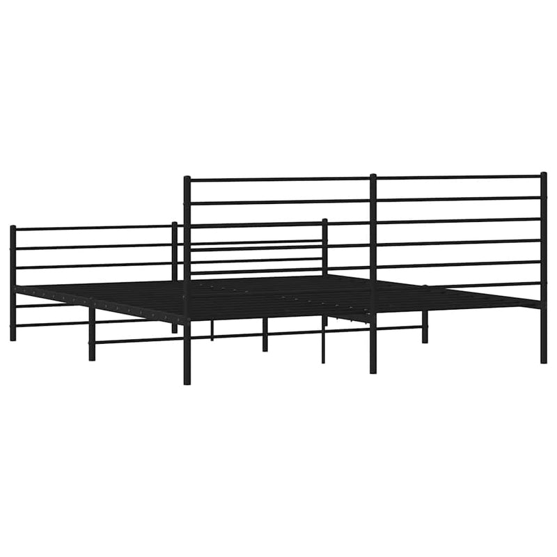 vidaXL fekete fém ágykeret fej- és lábtámlával 193 x 203 cm