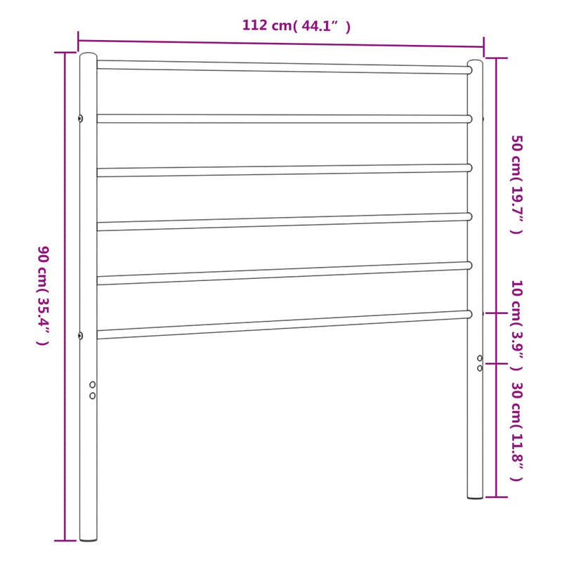 vidaXL fekete fém fejtámla 107 cm
