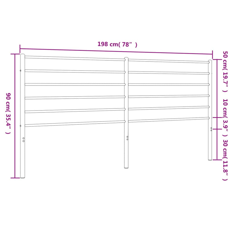 vidaXL fekete fém fejtámla 193 cm