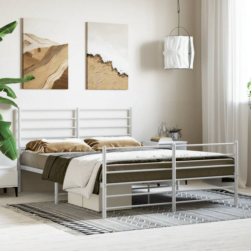 vidaXL fehér fém ágykeret fej- és lábtámlával 160x200 cm