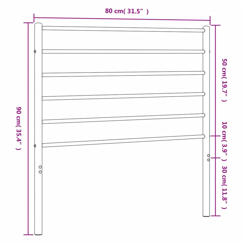 vidaXL fehér fém fejtámla 75 cm