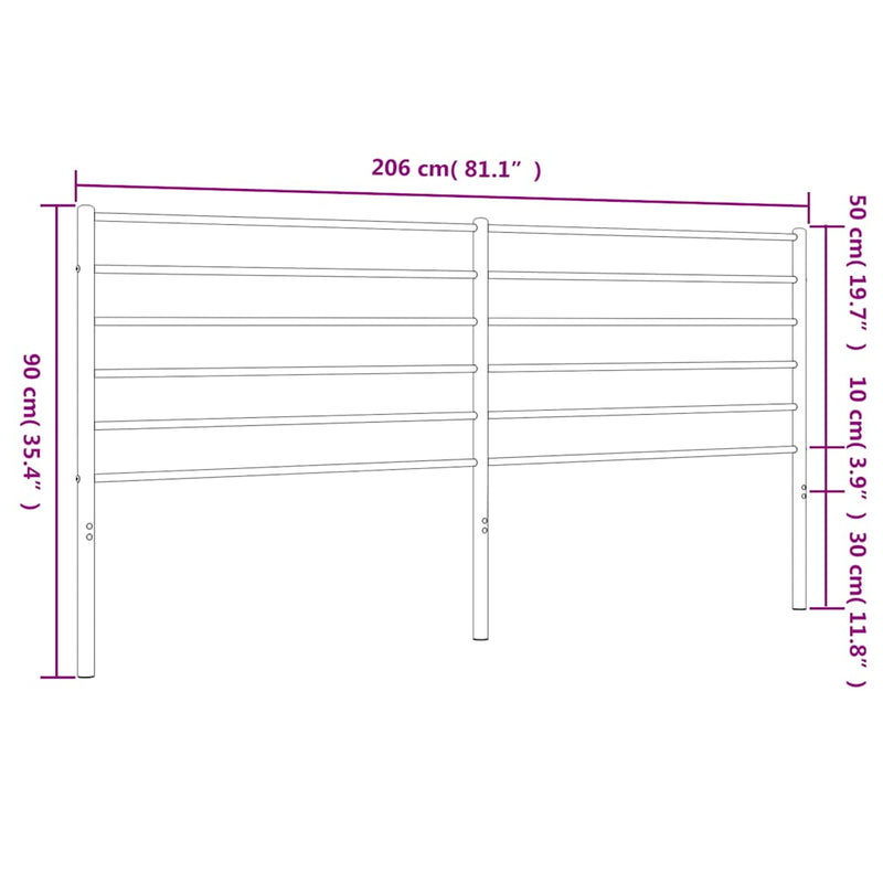 vidaXL fehér fém fejtámla 200 cm