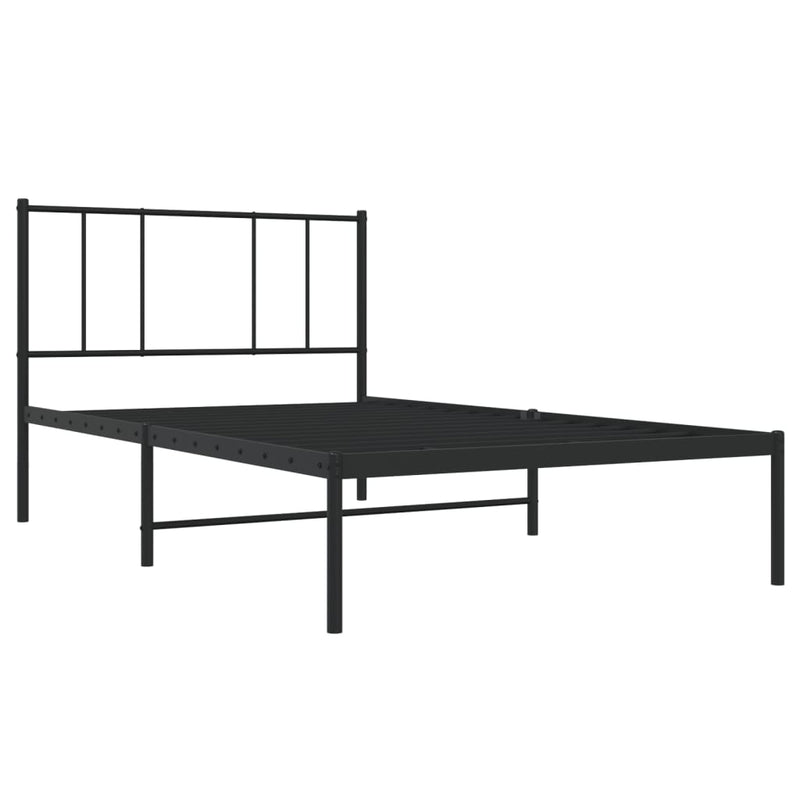 vidaXL fekete fém ágykeret fejtámlával 90 x 190 cm