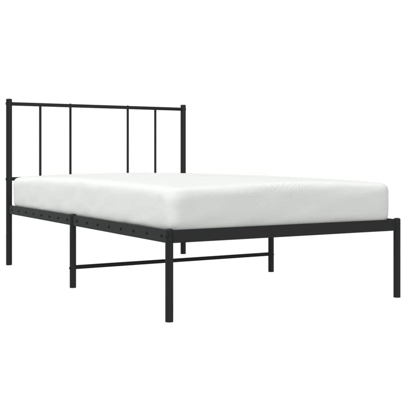 vidaXL fekete fém ágykeret fejtámlával 90 x 190 cm
